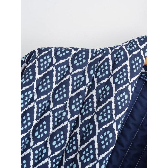 Women's Floral Quilted Jackets Cropped Button Down Padded Puffer Jacket Navy - Picture 8 of 8